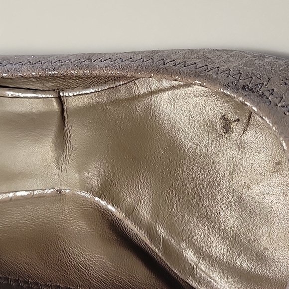 Tory Burch Metallic Silver Pewter Pyton Reva Flats Size 6 - Picture 5 of 16